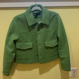 Zara women Green Cropped Jacket
